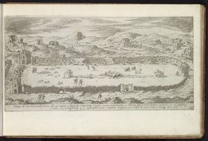 Circus of Maxentius i Roma Bouwwerken uit de oudheid (serietittel) Restene av det gamle Roma samlet og fotografert i perspektiv av Stefano Du Perac Parisino (serietittel på objekt) av Etienne Duperac