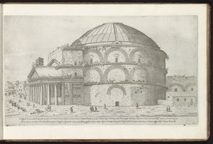 Pantheon i Roma Bouwwerken uit de oudheid (serietittel) Restene fra antikken til Roma samlet og portretter i perspektiv av Stefano Du Perac Parisino (serietittel på objekt) av Etienne Duperac