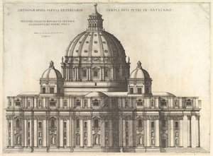 The Roman Mirror of Magnificence: Elevation Vising the Exterior of Saint Peters Basili..., 1558-61.