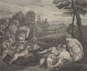 Diana og Acteon forvandlet seg til en hjort, ca. 1742.