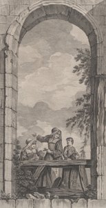 The Chapel of the Foundlings i Paris: Nonner og gutter ser på fødselsscenen,..., 1757.