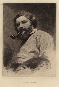 Gustave Courbet , fransk maler av realistbevegelsen. Etsning av Etienne Gabriel Bocourt