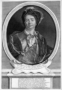 Bernard Le Bovier de Fontenelle , fransk forfatter (gravering) av Etienne Jehandier (after) Desrochers