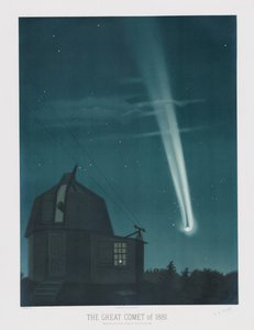 Den store kometen av 1881, observert natten mellom 25. og 26. juni, kl. 01.30, fra The Trouvelot Astronomical Drawings 1881, pub. 1881 (fargelitografi) av Étienne Léopold Trouvelot