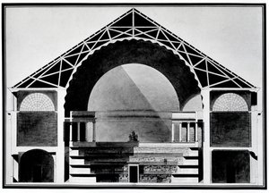 Design for Bibliotheque Royale de France (litho) av Etienne Louis Boullee