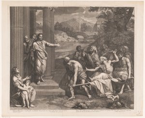 Christus geneest de lamme Jesus ait Paralytico (...)/ Jesus dit au Paralytic (...) (tittel på objekt) av Etienne Picart