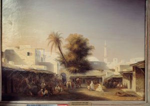 Alger, Gate Bab Azoun (Bab-Azoun). Maleri av Etienne Raffort (1802-1895) av Etienne Raffort