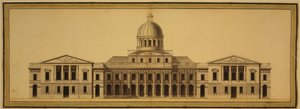 Design for U.S. Capitol, 1793 (blekk, vask og akvarell på papir) av Etienne Sulpice Hallet
