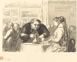 På buffeen til kunstutstillingen av Etienne after Honoré Daumier