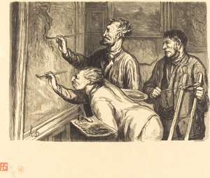 1868 Maleriutstilling - Det siste penselstrøket av Etienne after Honoré Daumier