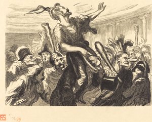 La Mi-Careme - De har en ball de l'Opera av Etienne after Honoré Daumier