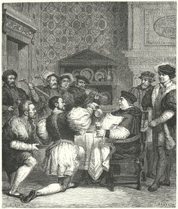 Kardinal Wolsey blir underholdt hjemme av Etienne after Ronjat