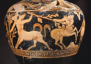 Amfora av Maleren av Centauromachy, detalj som viser en kamp mellom kentaurer. Rødfigurkeramikk fra Porano (Umbria). Etruskisk sivilisasjon, 4. århundre f.Kr. av Etruscan