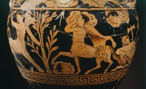 Amfora av maleren av Centauromachy, detalj som viser en kentaur. Rødfigurkeramikk fra Porano (Umbria). Etruskisk sivilisasjon, 4. århundre f.Kr. av Etruscan