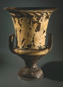 Calyx-krater (stor vase). Rødfigurkeramikk fra Perugia (Umbria). Etruskisk sivilisasjon, 4. århundre f.Kr. av Etruscan