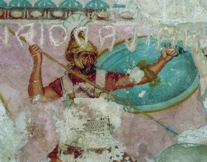 Etruskisk sivilisasjon, Maleri av sarkofag av amasoner, fra Tarquinia av Etruscan