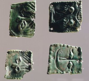 Ex-voto i bronseplate som viser øyne. Gjenstander fra gjenstandene til helligdommen Reithia Este (Venetia). Etruskisk sivilisasjon, 5.-4. århundre f.Kr. av Etruscan