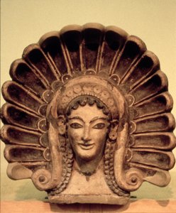 Armatur i det etruskiske tempelet ved Veii, 600-tallet f.Kr. (polykrom keramikk) av Etruscan