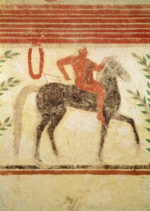Rytter, venstre side, fra baronens grav, ca. 500 f.Kr. (veggmaleri)