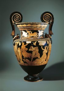 Italia, Lazio, Civita Castellana, voluttkrater med rød figur (vase brukt til å blande vin og vann) som viser Peleus som kidnapper Thetis, malt av Aurora Painter, 360/340 f.Kr. av Etruscan