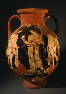 Pelike av Sommavilla-maleren med jente som presenterer et granateple (rekonstruert). Rødfigurkeramikk fra Orvieto (Umbria). Etruskisk sivilisasjon, 4. århundre f.Kr. av Etruscan