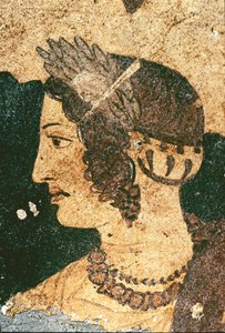 Portrett av Velia Spurinna - Detalj - Fresco, 4. århundre f.Kr av Etruscan