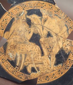 Poseidon og Amphitrite. Rødfigurkeramikk fra Civita Castellana (Lazio). Etruskisk sivilisasjon, 4. århundre f.Kr. av Etruscan