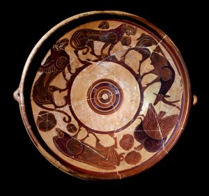 Terrakottaplate som representerer dyr, 600-590 f.Kr av Etruscan