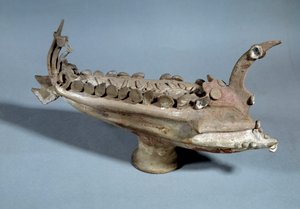 Etruskisk kunst: terrakottaskipsmodell fra Ardee i Etruria, 3. århundre f.Kr. Paris, Louvre-museet