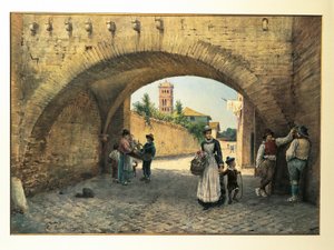 Italia, Roma, Tolomei-buen av Ettore Roesler Franz, akvarell