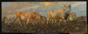 Oksepløying, 1911 (olje på lin) av Ettore Tito