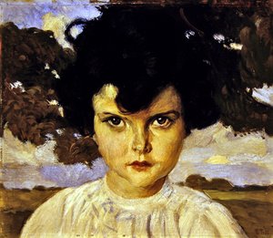 Portrett av et barn (olje på lerret) av Ettore Tito