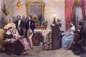 Familiekonsert, Scene fra In Summer in Paris av Jules Janin, av Eugene Lami av Eugene Louis Lami