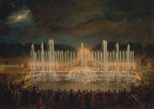 Frankrike, Versailles, Nocturne i Versailles (Det store vannet i Versailles) av Eugene Louis Lami