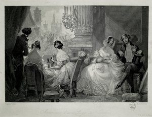 Interiør i Paris Opera, mennesker i en loge Gravering av Eugene-Louis Lami av Eugene Louis Lami