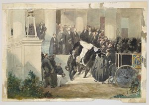 KISTAN TIL KONG LOUIS PHILIPPE FORLATER CLAREMONT-HUSET I ESHER, SURREY, ENGLAND I AUGUST 1850 av Eugene Louis Lami