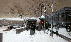 Seine kai av Eugene Galien Laloue