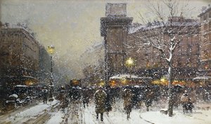 La Porte St. Martin (svart kritt og kroppsfarge) av Eugene Galien Laloue