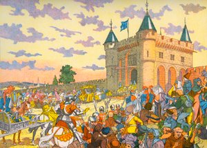 Isabeau fra Bayern kommer inn i Paris på et kull av Eugene (after) Courboin