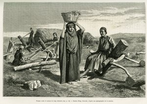 Arabisk kvinne og sagere av lange ti fouli. Gravering av Eugene Girardet, for å illustrere historien A Suse