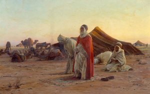 Telt i ørkenen Bønnen. Detalj. Maleri av Eugene Alexis Girardet (1853-1907) Bayonne fra 1800-tallet, Musee Bonnat