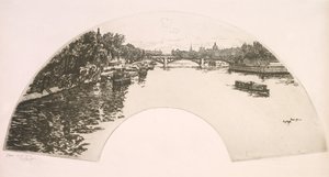 Fan, Seinen sett fra Pont Royal (Éventail, La Seine vue du Pont Royal) av Eugene Bejot