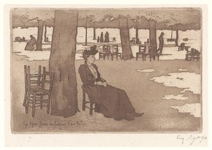 Kvinne i hagen til Tuileriene i Paris Jardins des Tuileries Paris (tittel på objekt) av Eugene Bejot