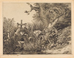 Water Dock og brambles at a Sluice av Eugene Bléry