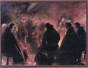 St Francis and the friars discourse of God, 1919 av Eugene Burnand