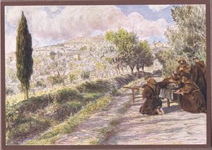 St Francis velsigner byen Assissi, 1919 av Eugene Burnand