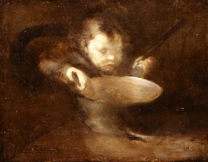Barn ved kasserollen (olje på lerret) av Eugène Carrière