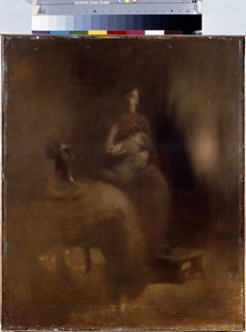 Kvinne med en baby på fanget. Maleri av Eugene Carriere (1849-1906) av Eugène Carrière