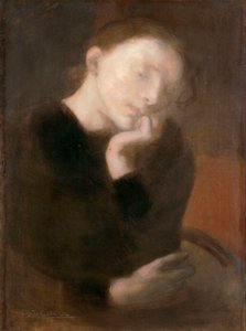 Meditation par Carriere, Eugene (1849-1906), ca 1892 - Olje på lerret, 65,5x48,7 - Ohara Museum of Art, Kurashiki av Eugène Carrière