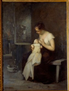 Sykepleie kvinnemaleri av Eugene Carriere (1849-1906) 1879 Søn. 0,81x0,59 m Rouen, Musee des Beaux Arts av Eugène Carrière